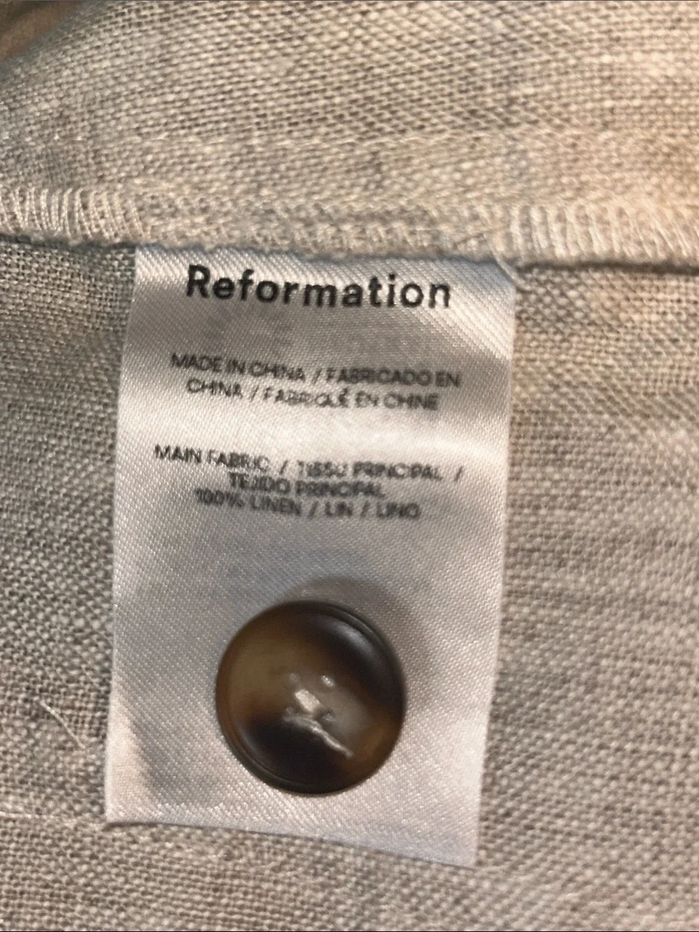 Reformation Natural Beige Wide-Leg Linen-Blend Trousers